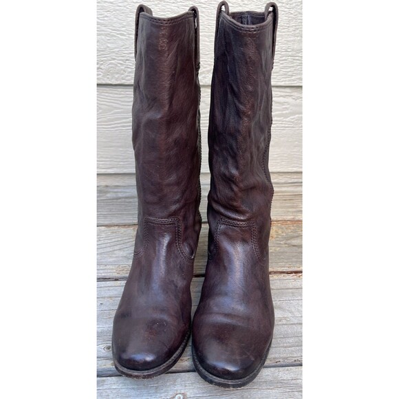 FRYE Anna Women's 9M Leather Mid-Calf Pull On Boots - Brown - Picture 4 of 14